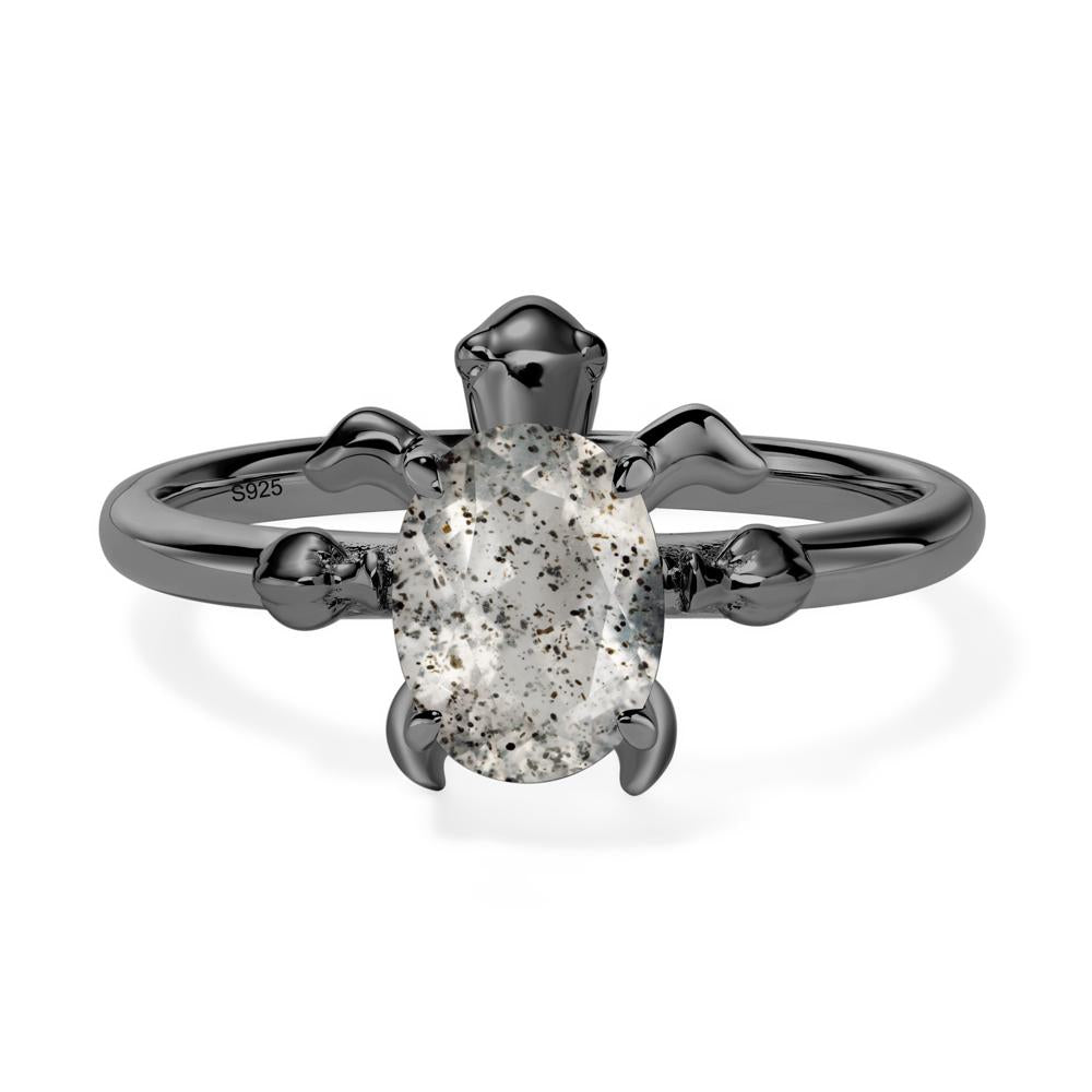 Oval Cut Herkimer Diamond Turtle Ring | LUO Jewelry #metal_black finish sterling silver