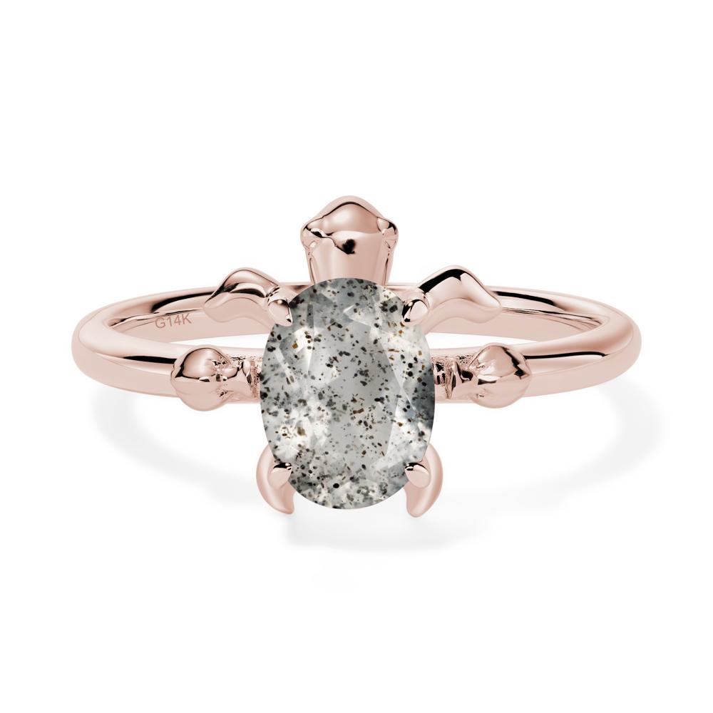 Oval Cut Herkimer Diamond Turtle Ring - LUO Jewelry #metal_14k rose gold