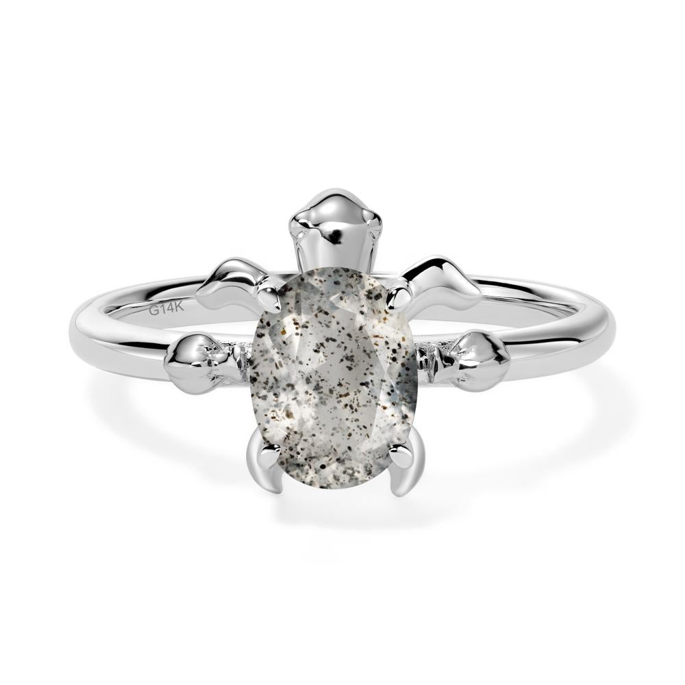 Oval Cut Herkimer Diamond Turtle Ring - LUO Jewelry #metal_14k white gold