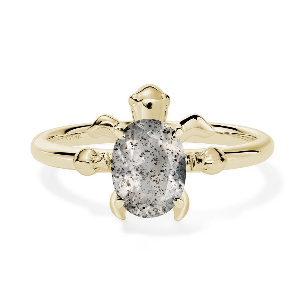 Oval Cut Herkimer Diamond Turtle Ring - LUO Jewelry #metal_14k yellow gold