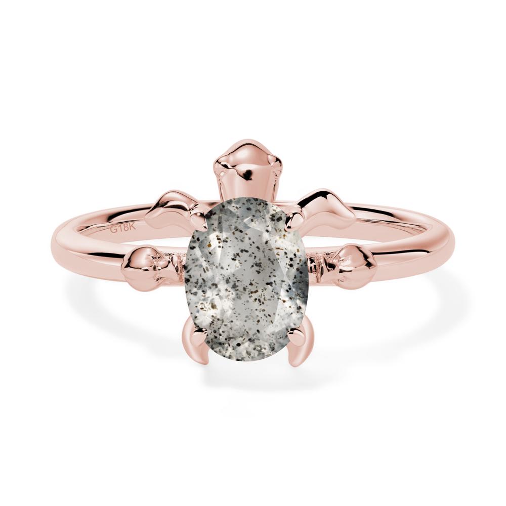 Oval Cut Herkimer Diamond Turtle Ring - LUO Jewelry #metal_18k rose gold