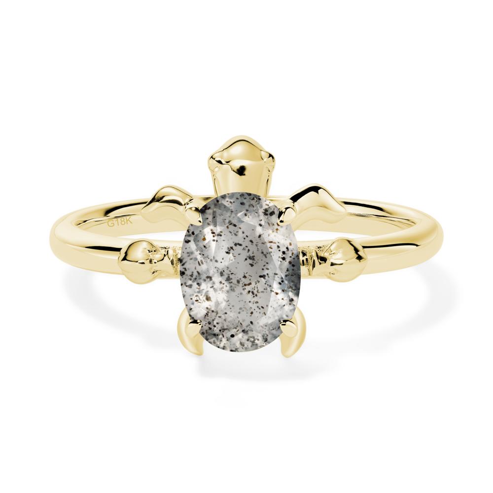 Oval Cut Herkimer Diamond Turtle Ring - LUO Jewelry #metal_18k yellow gold