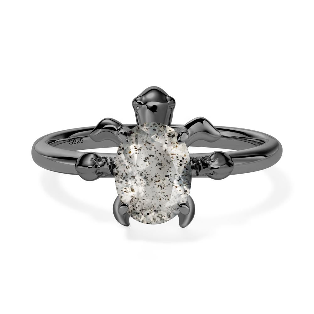 Oval Cut Herkimer Diamond Turtle Ring - LUO Jewelry #metal_black finish sterling silver