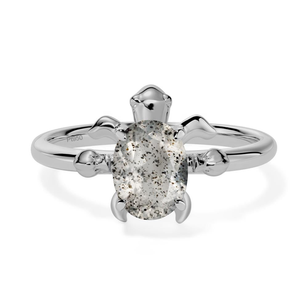 Oval Cut Herkimer Diamond Turtle Ring - LUO Jewelry #metal_platinum