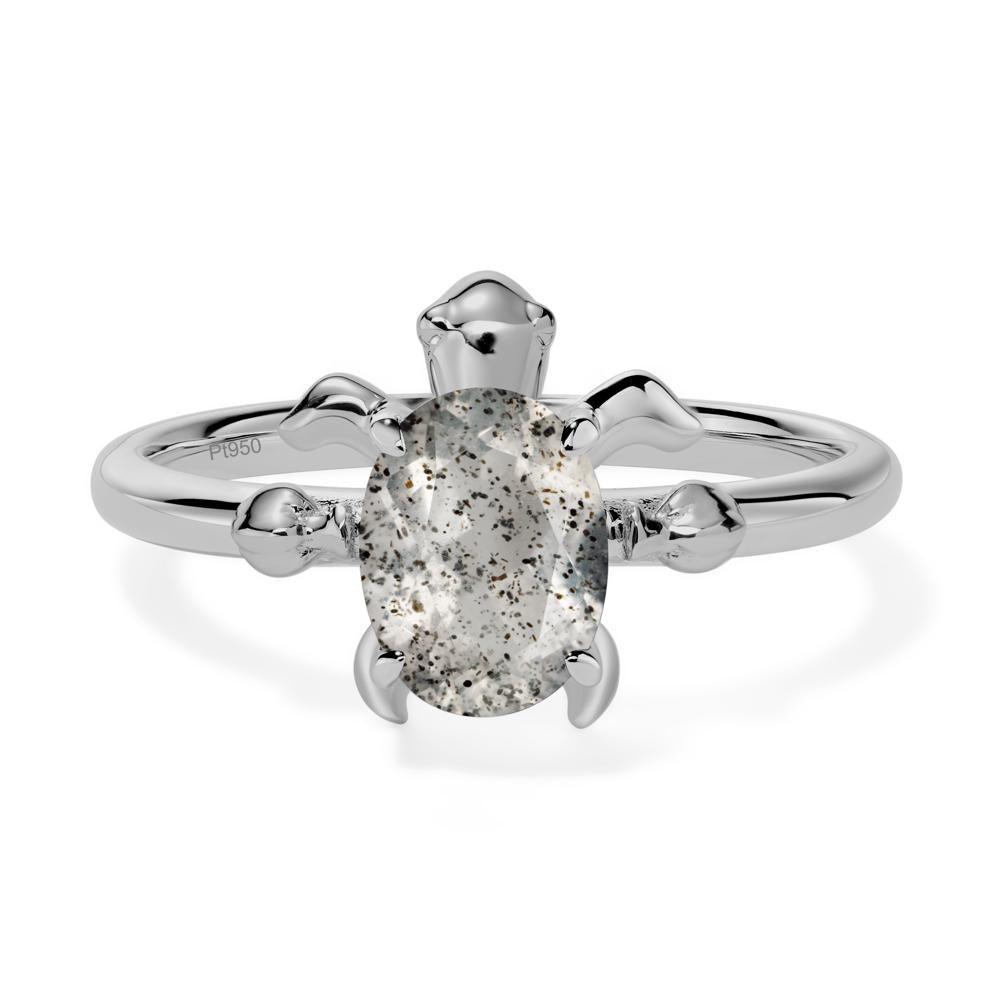 Oval Cut Herkimer Diamond Turtle Ring | LUO Jewelry #metal_platinum