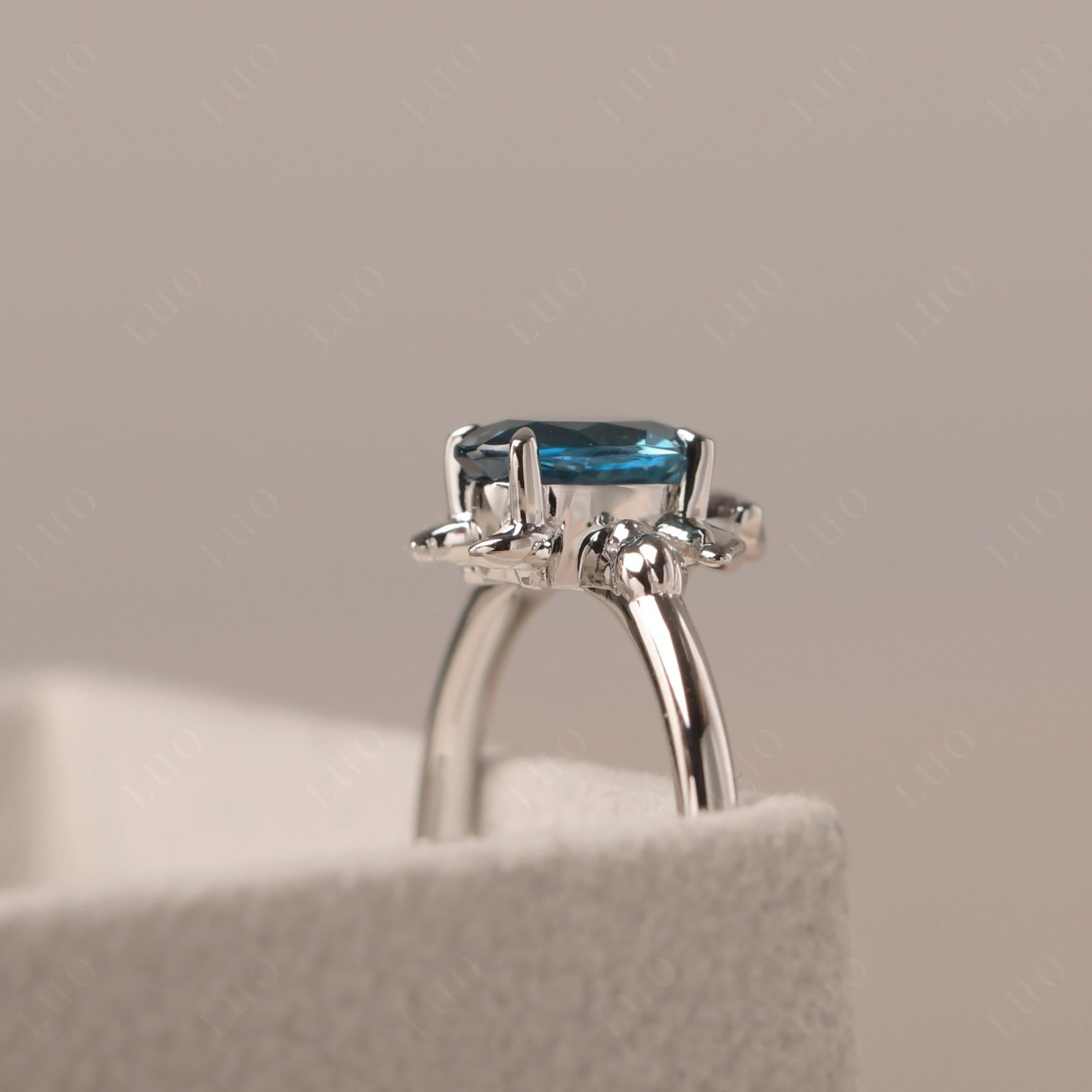 Oval Cut London Blue Topaz Turtle Ring - LUO Jewelry 