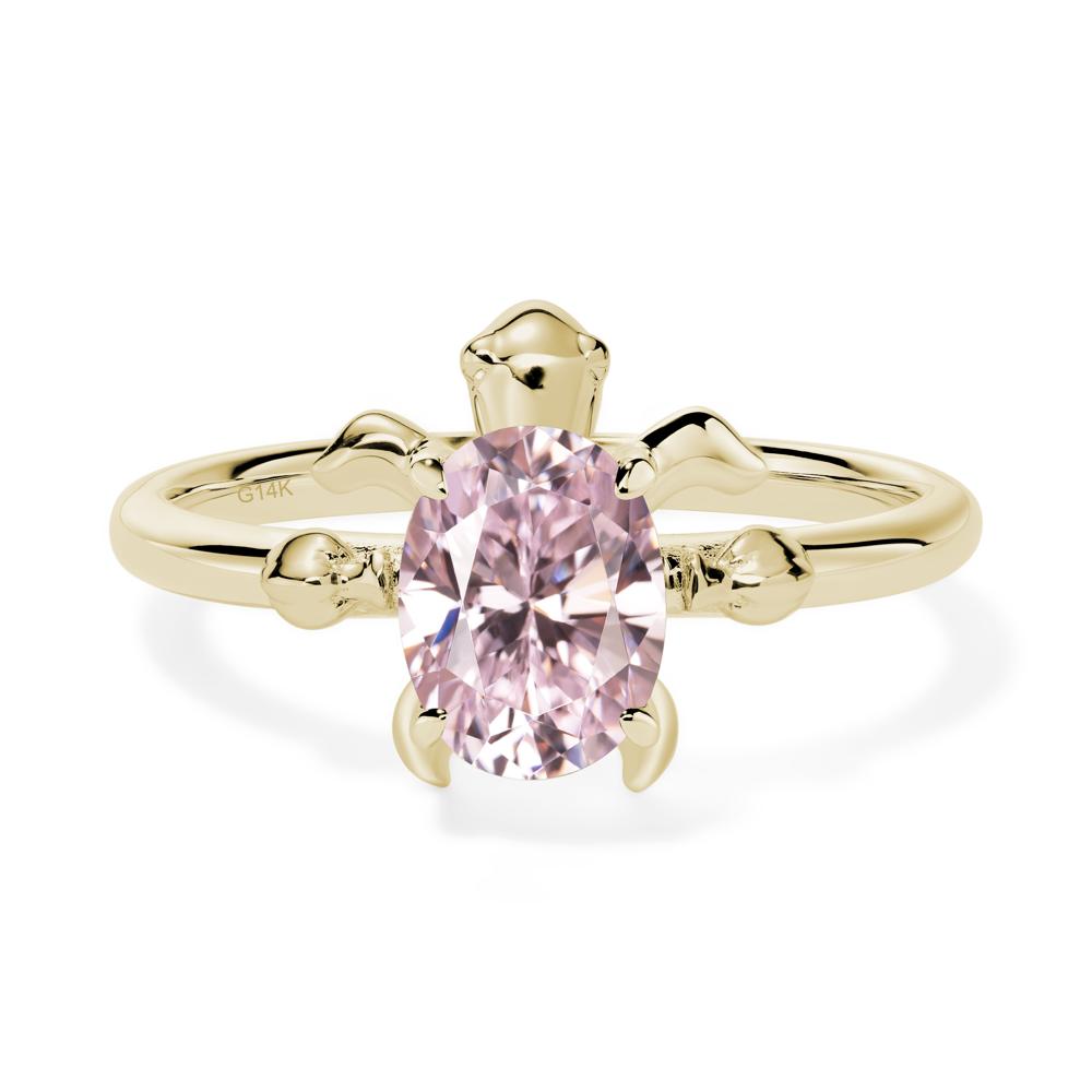 Pink Cubic Zirconia Turtle Ring - LUO Jewelry #metal_14k yellow gold