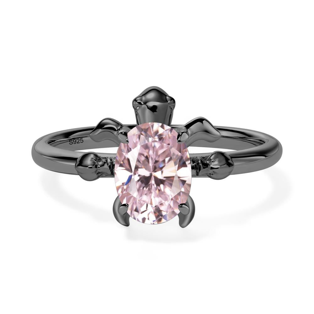 Pink Cubic Zirconia Turtle Ring - LUO Jewelry #metal_black finish sterling silver