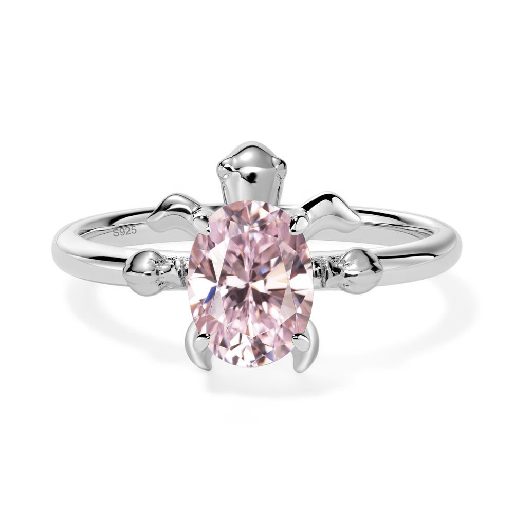 Pink Cubic Zirconia Turtle Ring - LUO Jewelry #metal_sterling silver