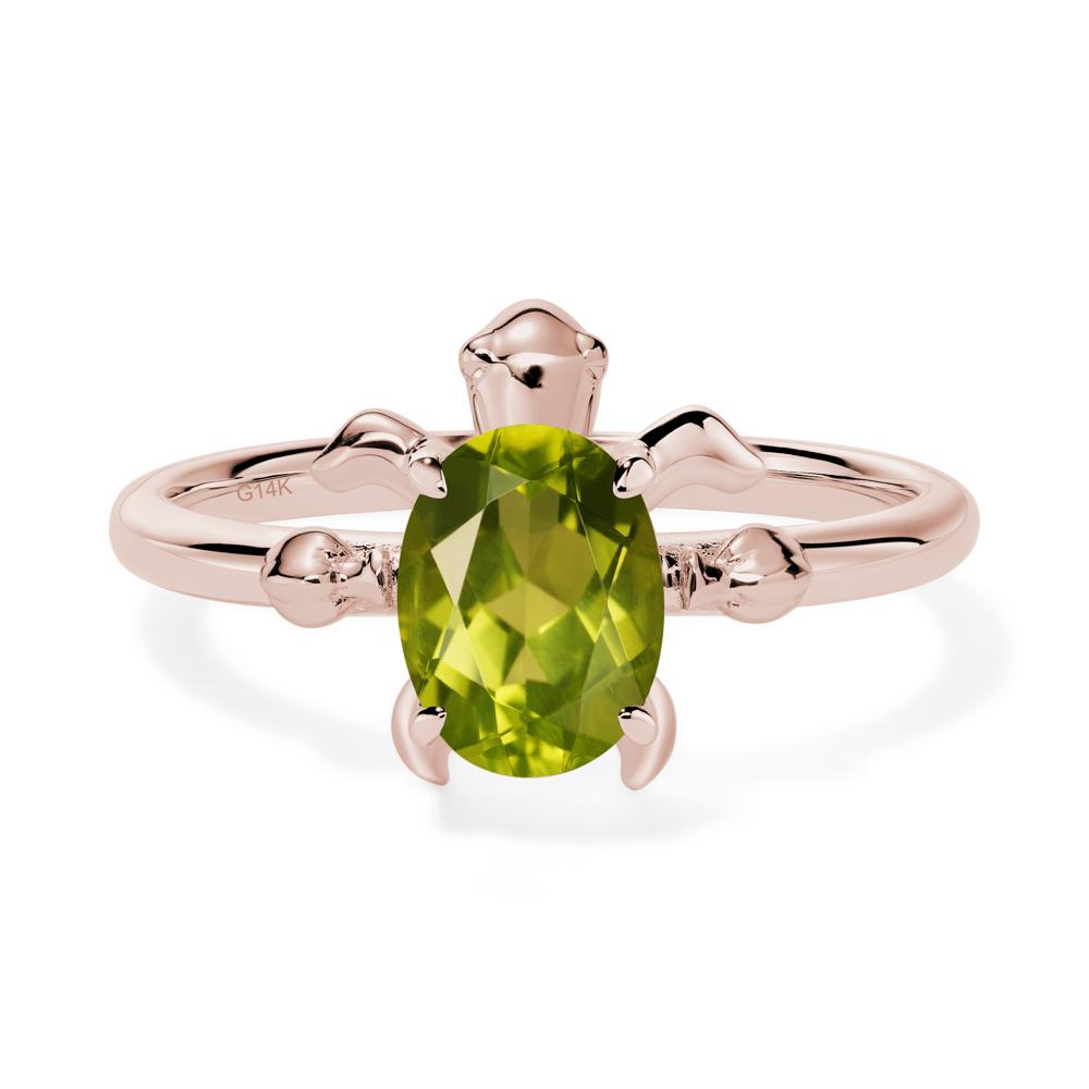 Peridot Sea Turtle Ring - LUO Jewelry #metal_14k rose gold