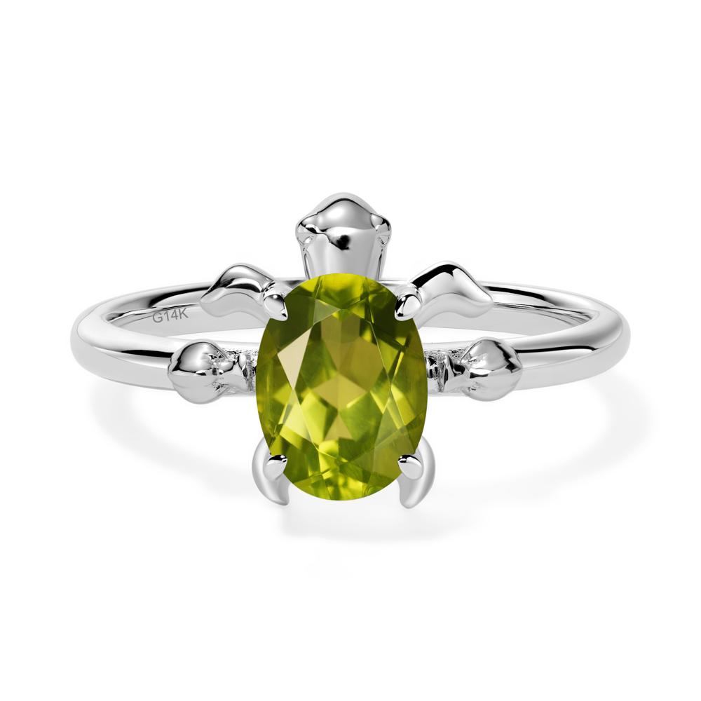 Peridot Sea Turtle Ring - LUO Jewelry #metal_14k white gold