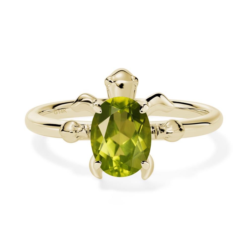 Peridot Sea Turtle Ring - LUO Jewelry #metal_14k yellow gold