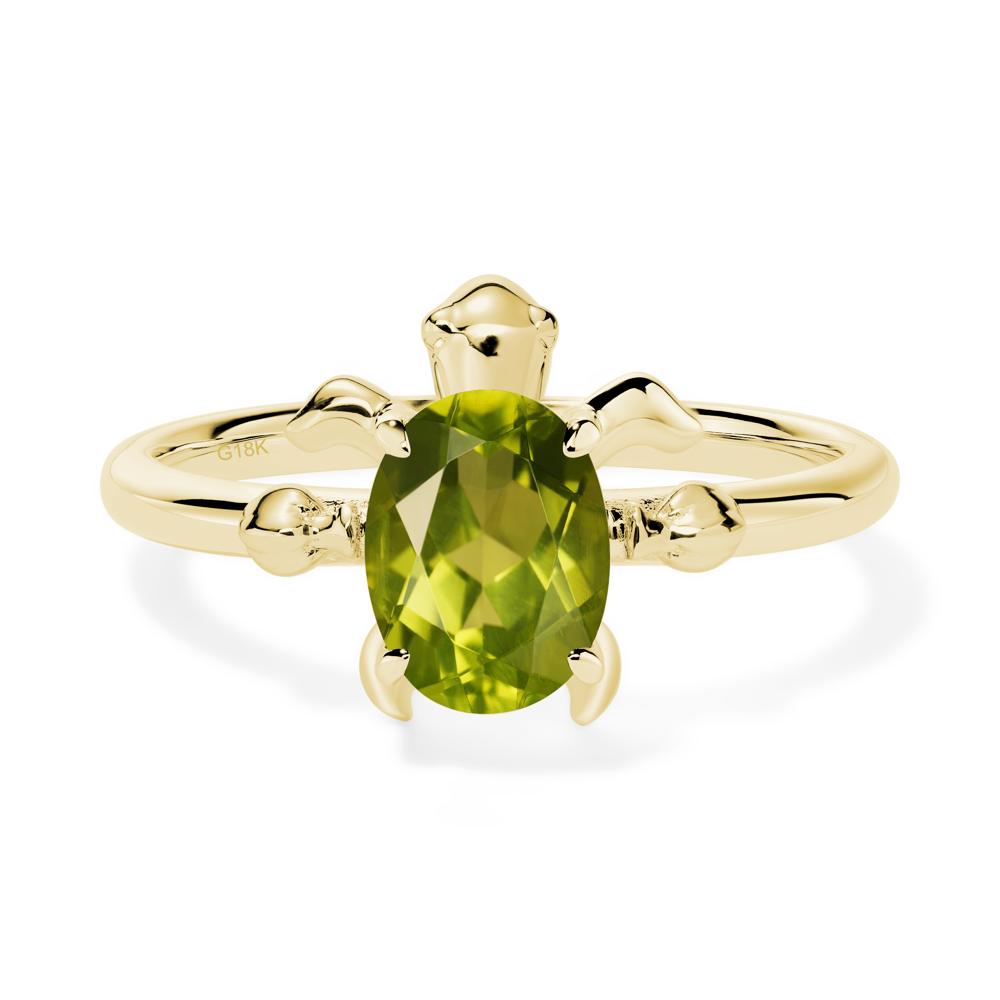 Peridot Sea Turtle Ring - LUO Jewelry #metal_18k yellow gold