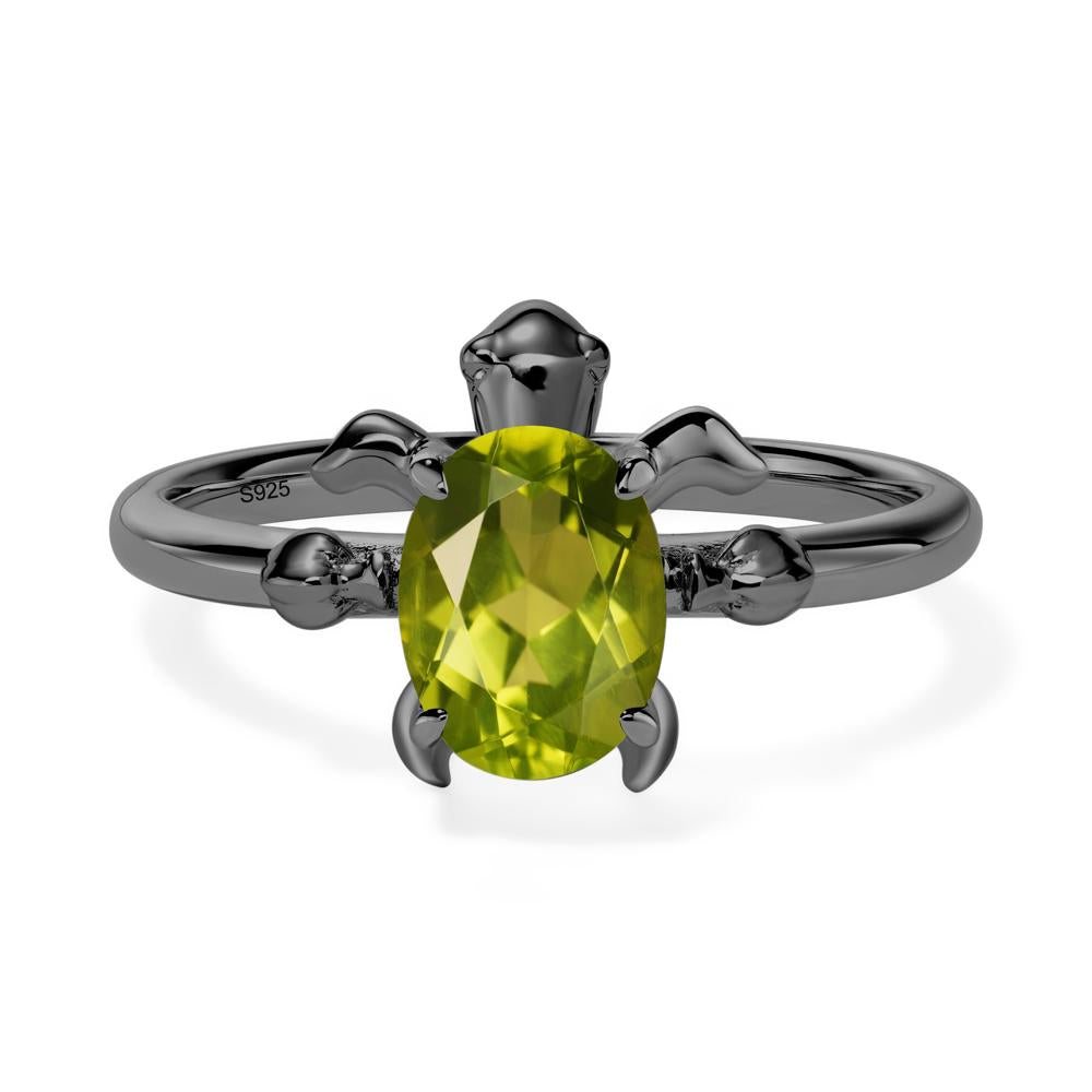 Peridot Sea Turtle Ring - LUO Jewelry #metal_black finish sterling silver