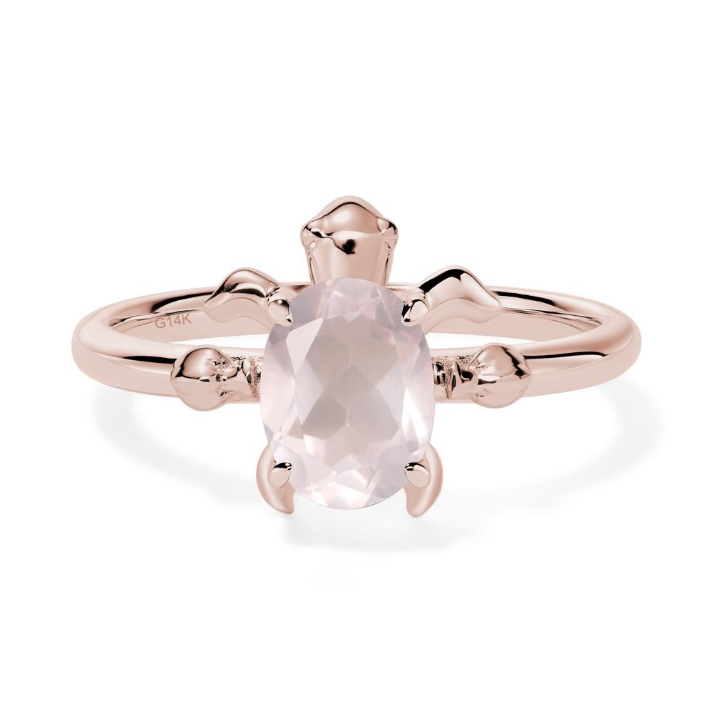 Rose Quartz Turtle Engagement Ring - LUO Jewelry #metal_14k rose gold