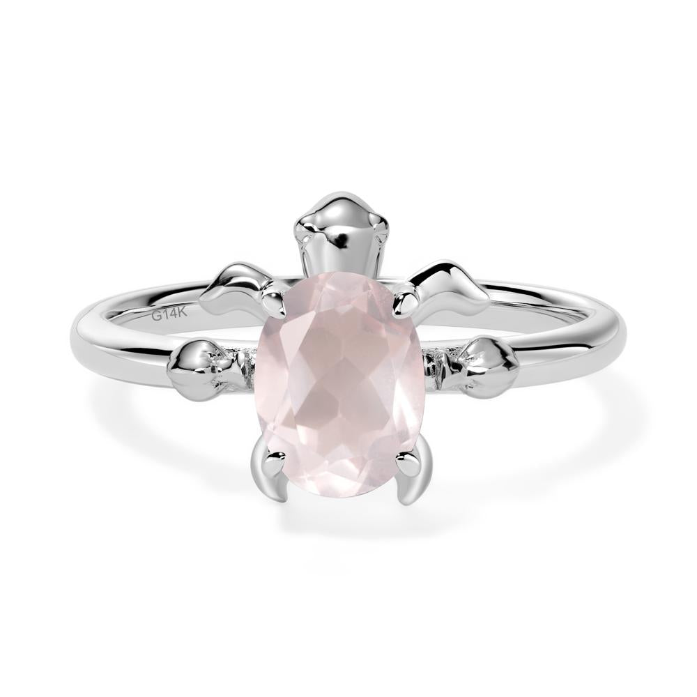 Rose Quartz Turtle Engagement Ring - LUO Jewelry #metal_14k white gold