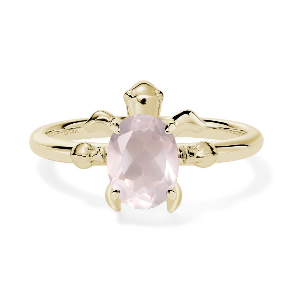 Rose Quartz Turtle Engagement Ring - LUO Jewelry #metal_14k yellow gold