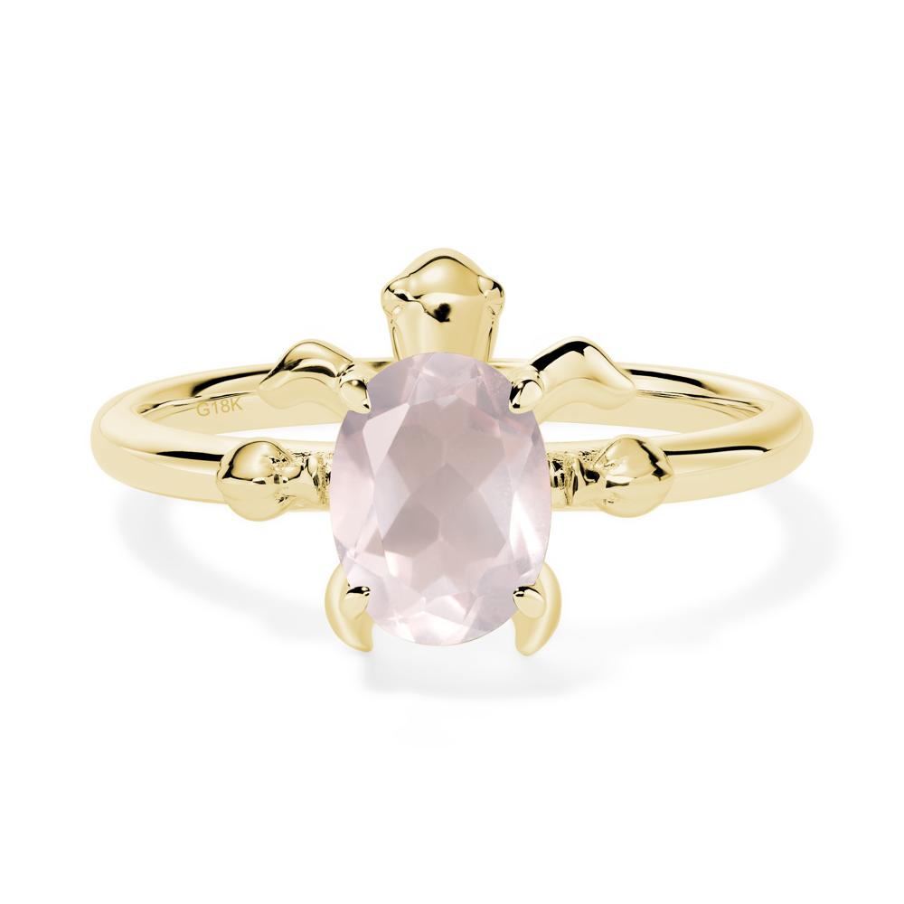 Rose Quartz Turtle Engagement Ring - LUO Jewelry #metal_18k yellow gold