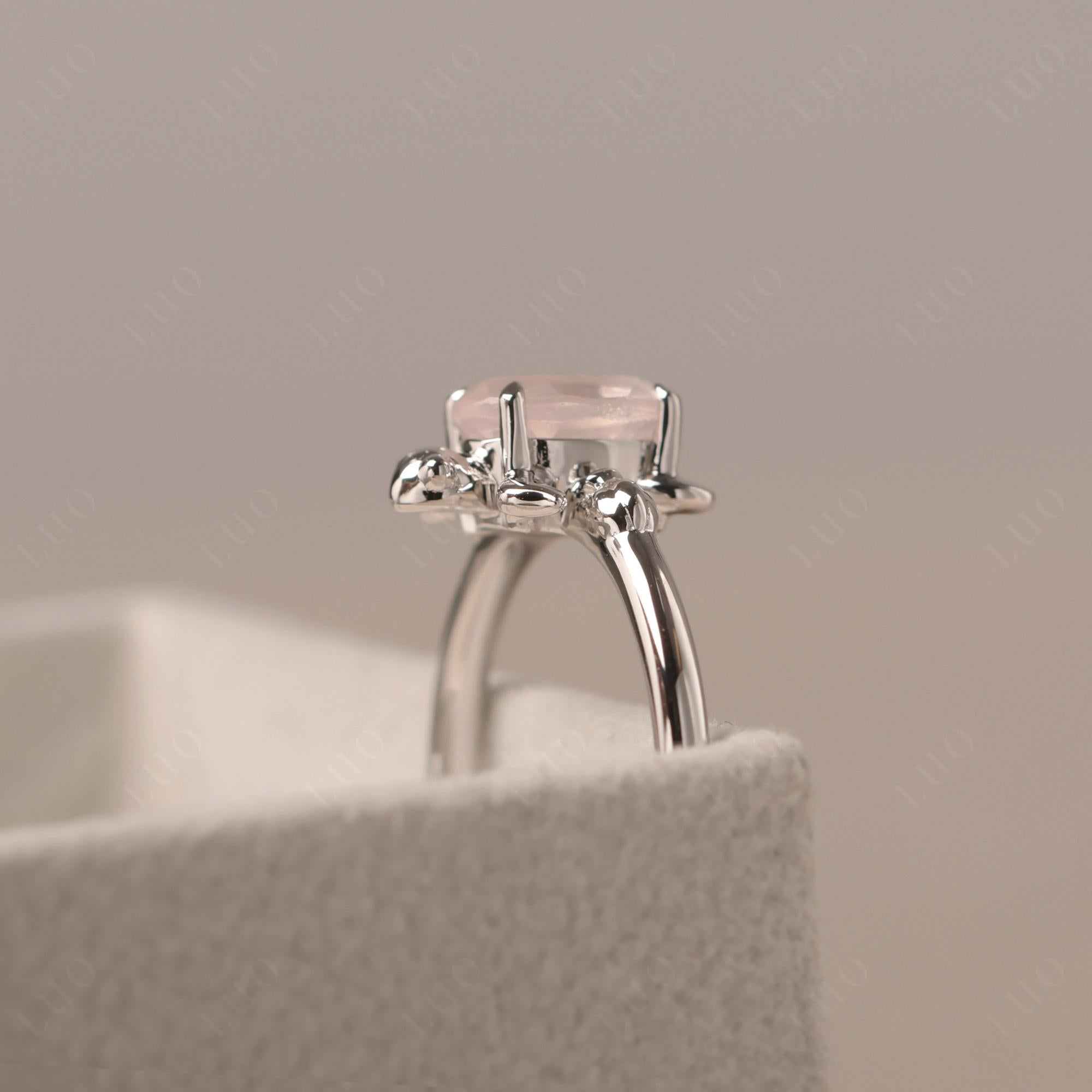 Rose Quartz Turtle Engagement Ring - LUO Jewelry 