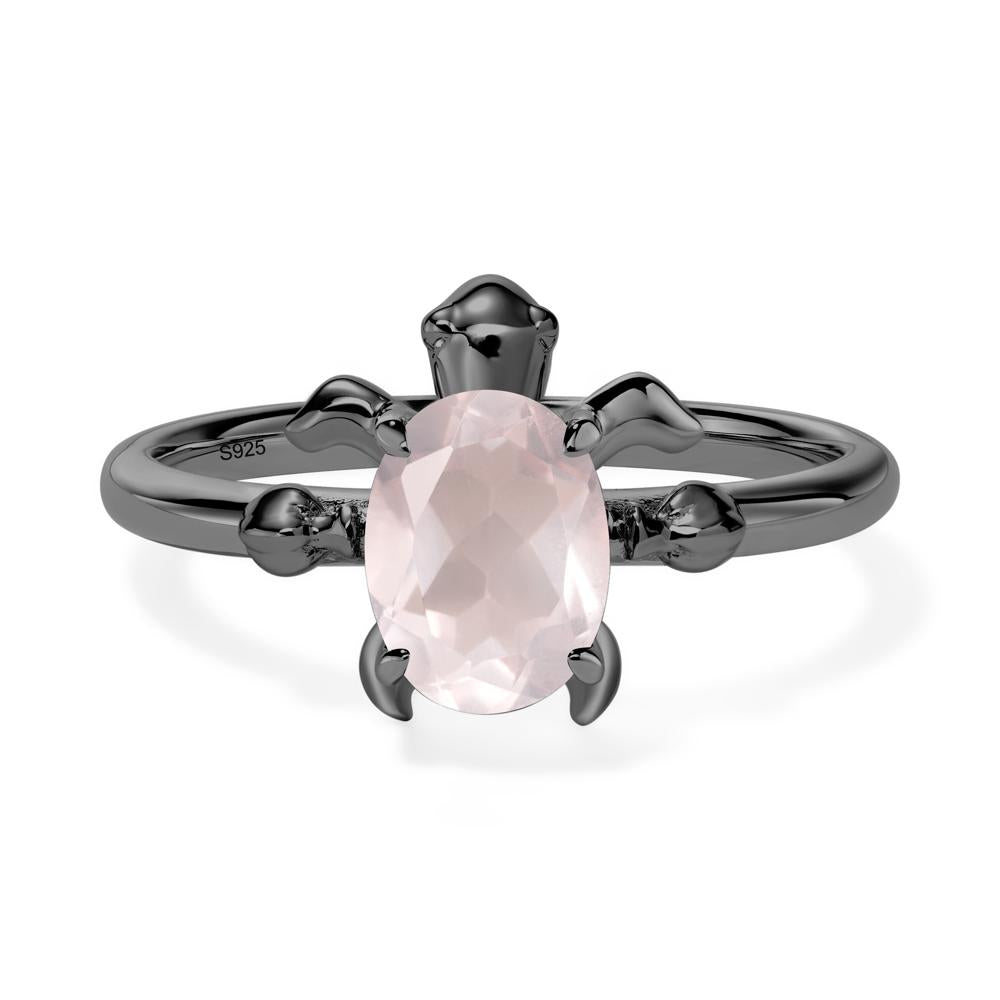 Rose Quartz Turtle Engagement Ring - LUO Jewelry #metal_black finish sterling silver