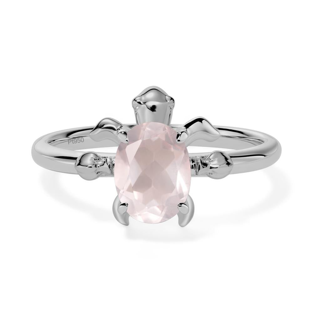 Rose Quartz Turtle Engagement Ring - LUO Jewelry #metal_platinum