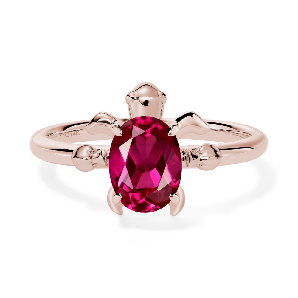 Oval Cut Ruby Turtle Ring - LUO Jewelry #metal_14k rose gold