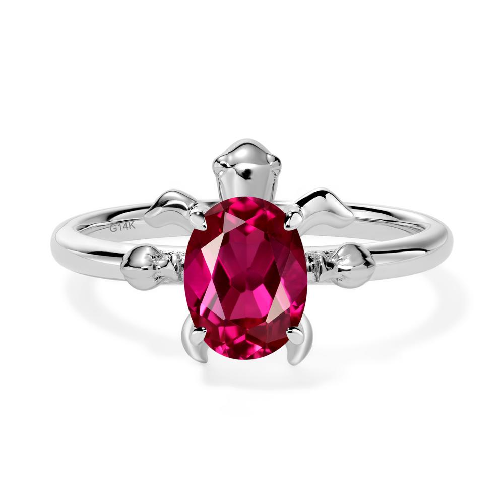 Oval Cut Ruby Turtle Ring - LUO Jewelry #metal_14k white gold