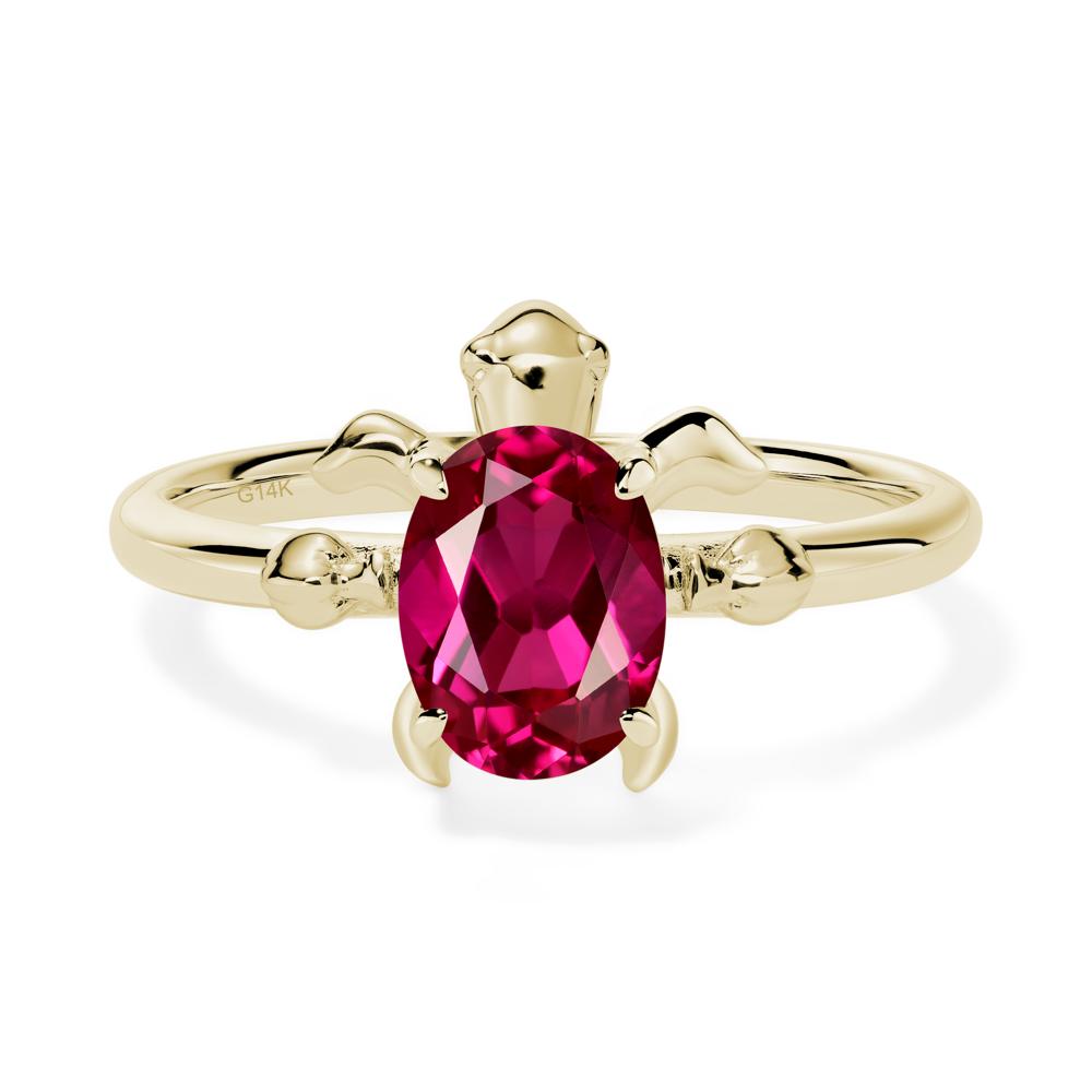 Oval Cut Ruby Turtle Ring - LUO Jewelry #metal_14k yellow gold