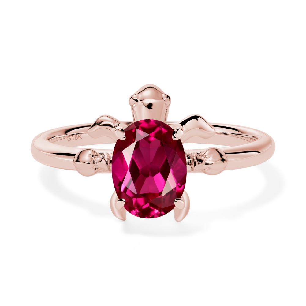 Oval Cut Ruby Turtle Ring - LUO Jewelry #metal_18k rose gold