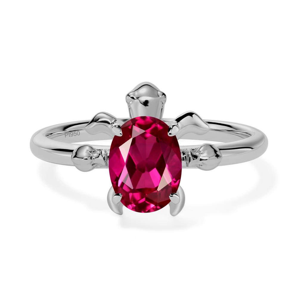 Oval Cut Ruby Turtle Ring - LUO Jewelry #metal_platinum