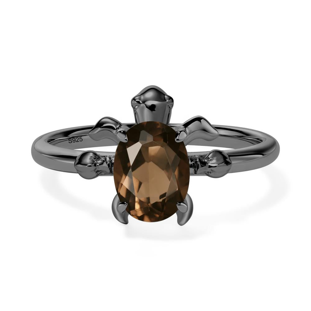 Smoky Quartz Sea Turtle Ring - LUO Jewelry #metal_black finish sterling silver