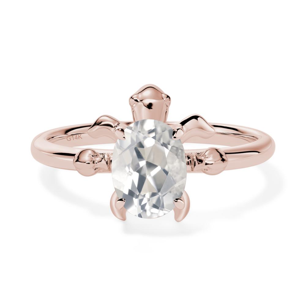 White Topaz Turtle Engagement Ring - LUO Jewelry #metal_14k rose gold