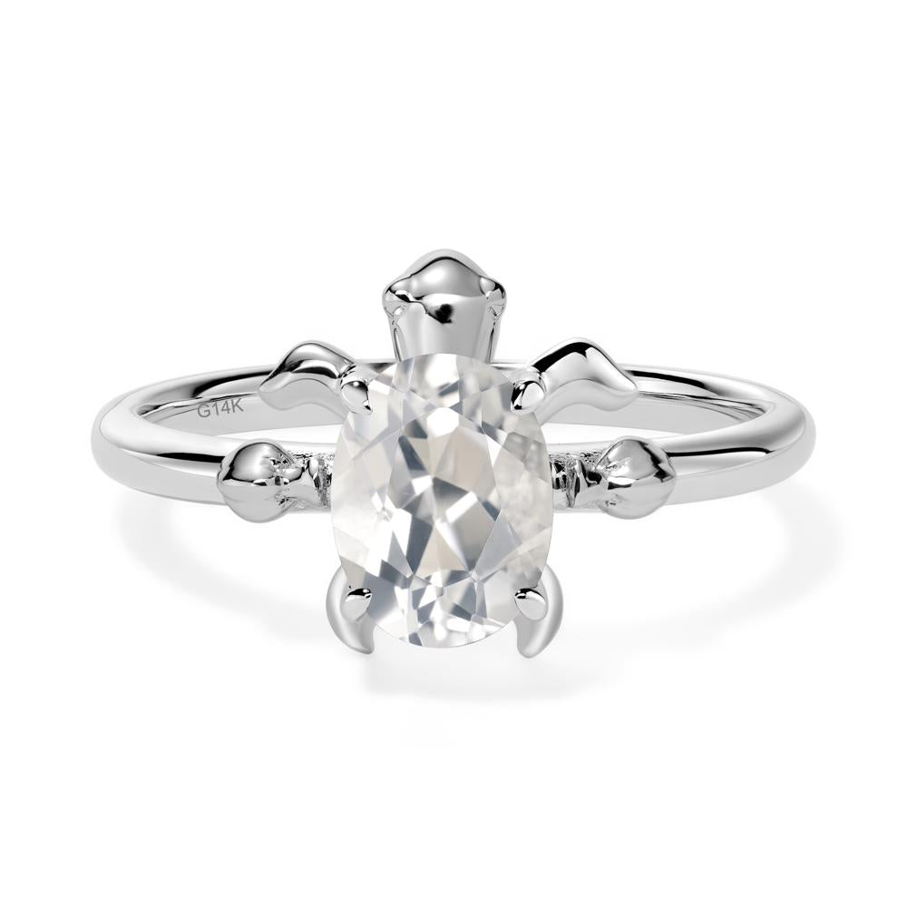 White Topaz Turtle Engagement Ring - LUO Jewelry #metal_14k white gold