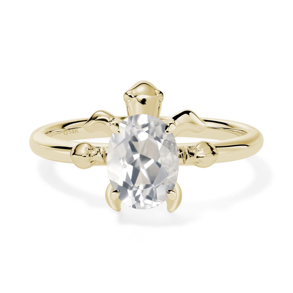 White Topaz Turtle Engagement Ring - LUO Jewelry #metal_14k yellow gold