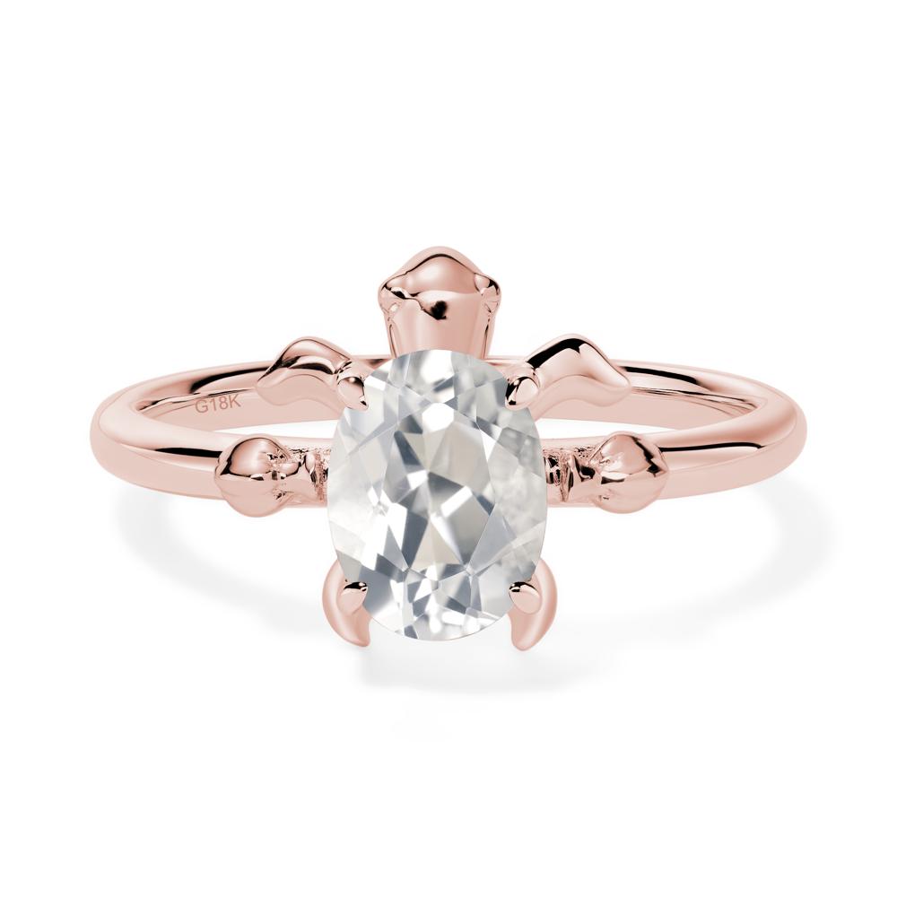 White Topaz Turtle Engagement Ring - LUO Jewelry #metal_18k rose gold