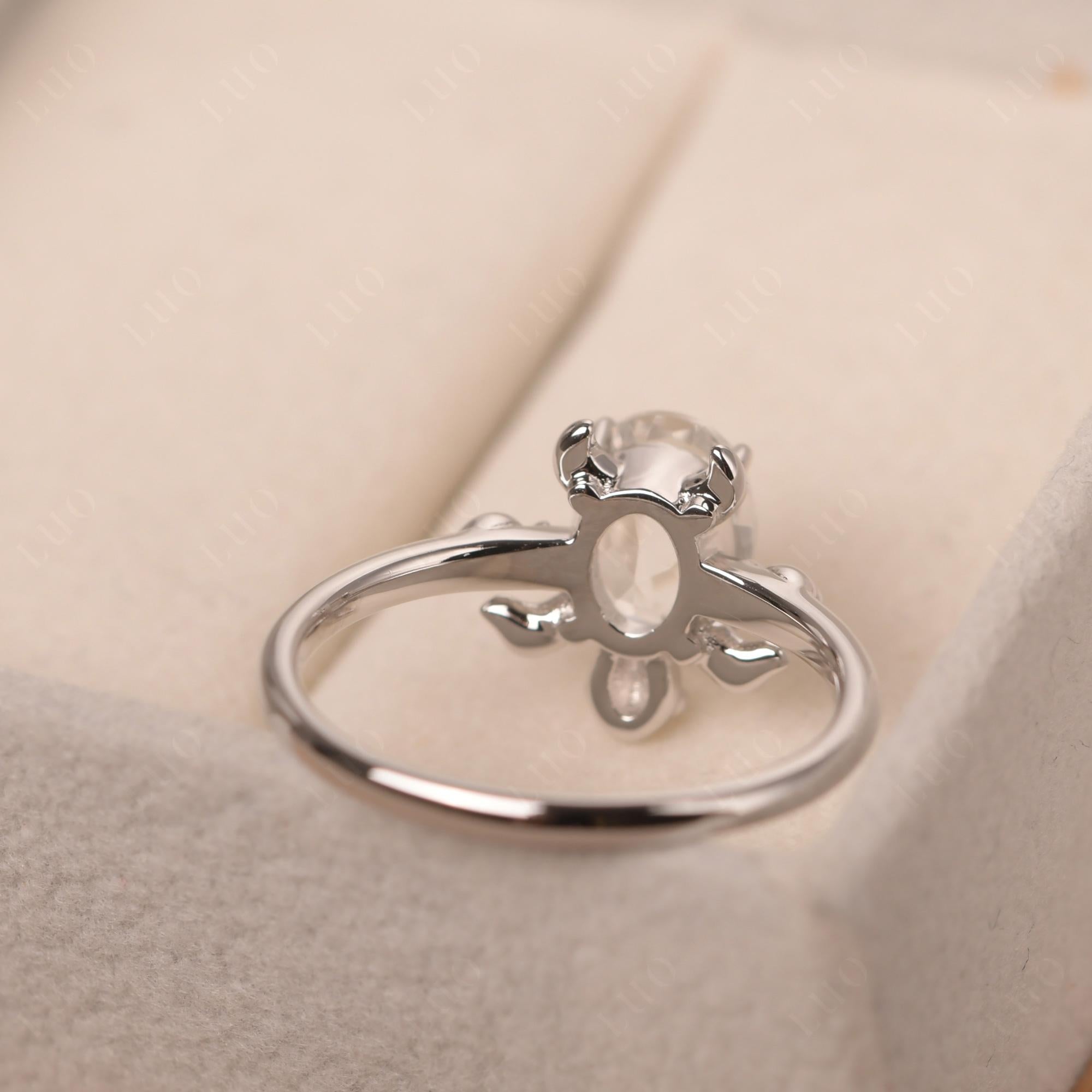 White Topaz Turtle Engagement Ring - LUO Jewelry 