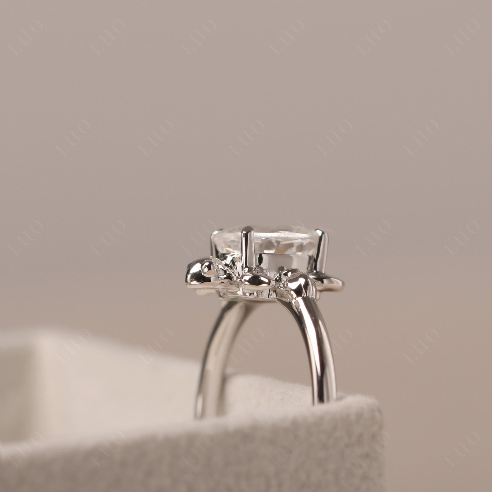 White Topaz Turtle Engagement Ring - LUO Jewelry 