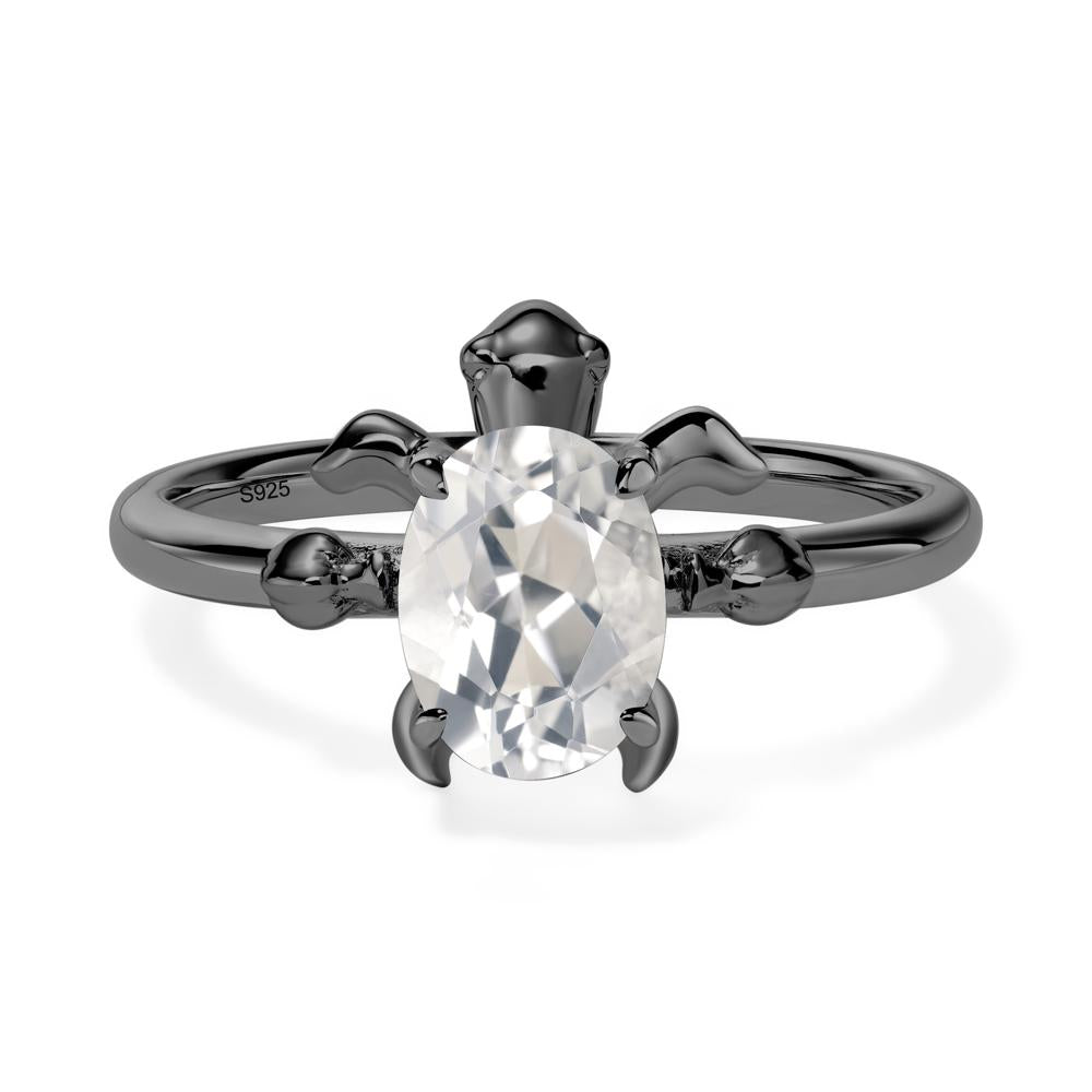 White Topaz Turtle Engagement Ring - LUO Jewelry #metal_black finish sterling silver