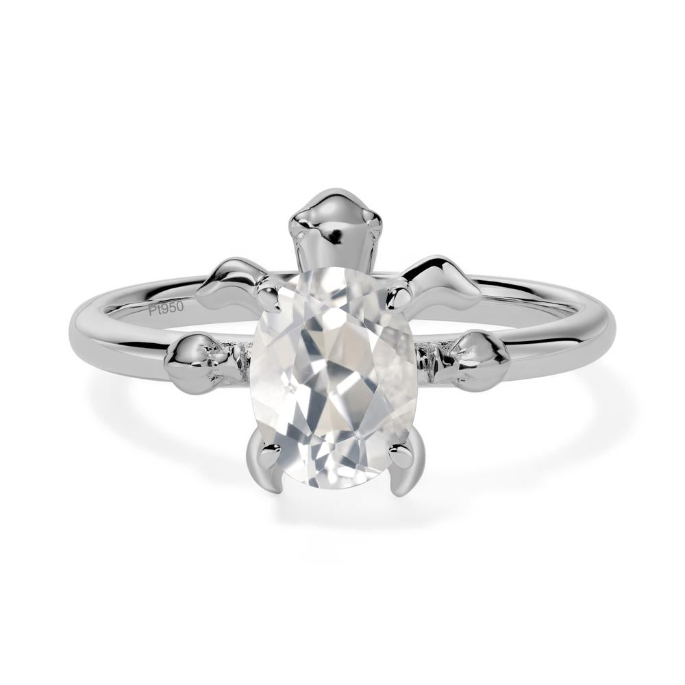 White Topaz Turtle Engagement Ring - LUO Jewelry #metal_platinum