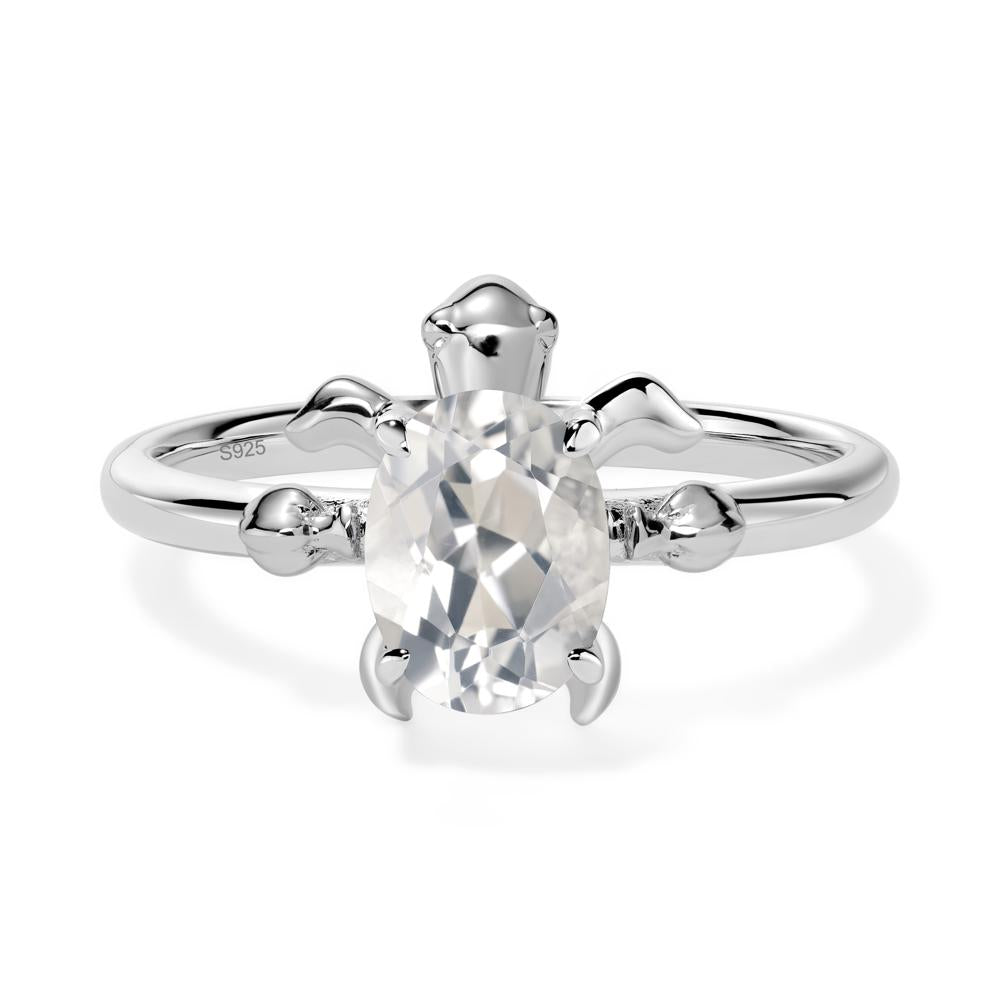 White Topaz Turtle Engagement Ring - LUO Jewelry #metal_sterling silver