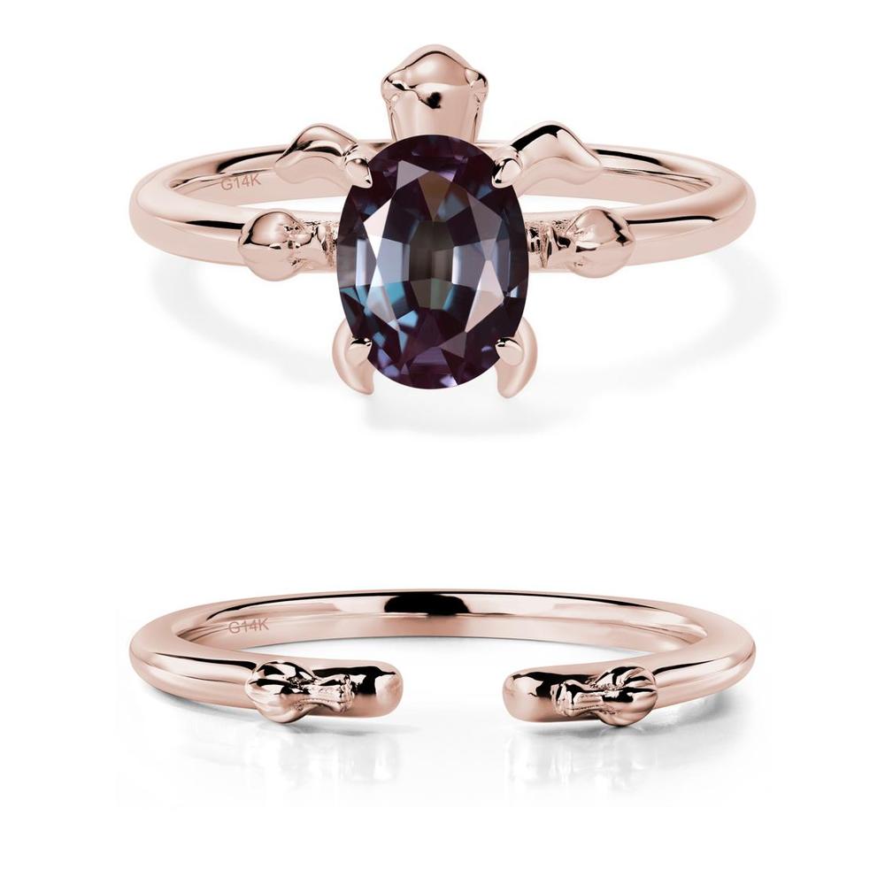 Oval Cut Alexandrite Turtle Ring - LUO Jewelry #metal_14k rose gold