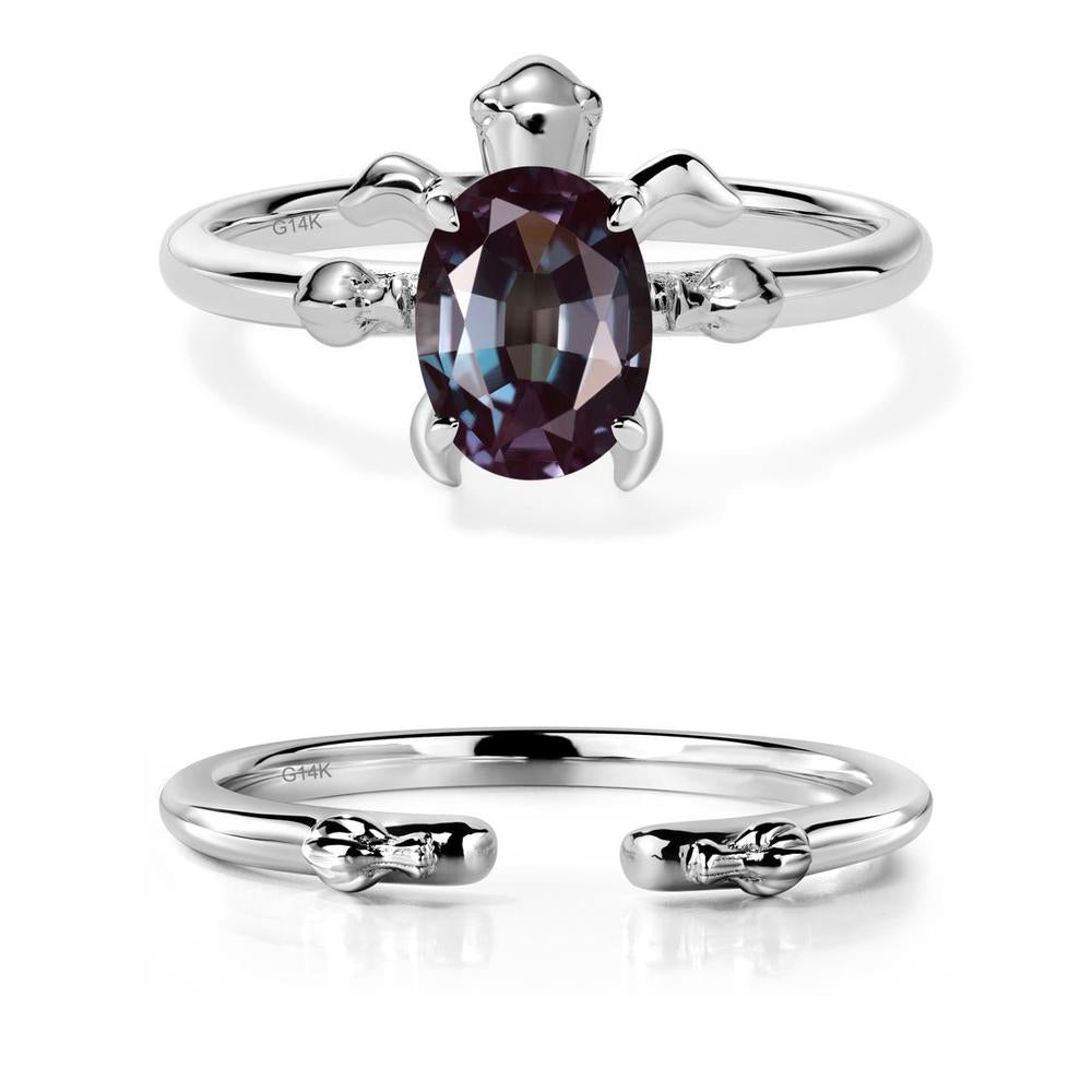 Oval Cut Alexandrite Turtle Ring - LUO Jewelry #metal_14k white gold