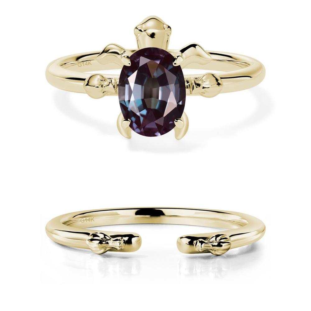 Oval Cut Alexandrite Turtle Ring - LUO Jewelry #metal_14k yellow gold