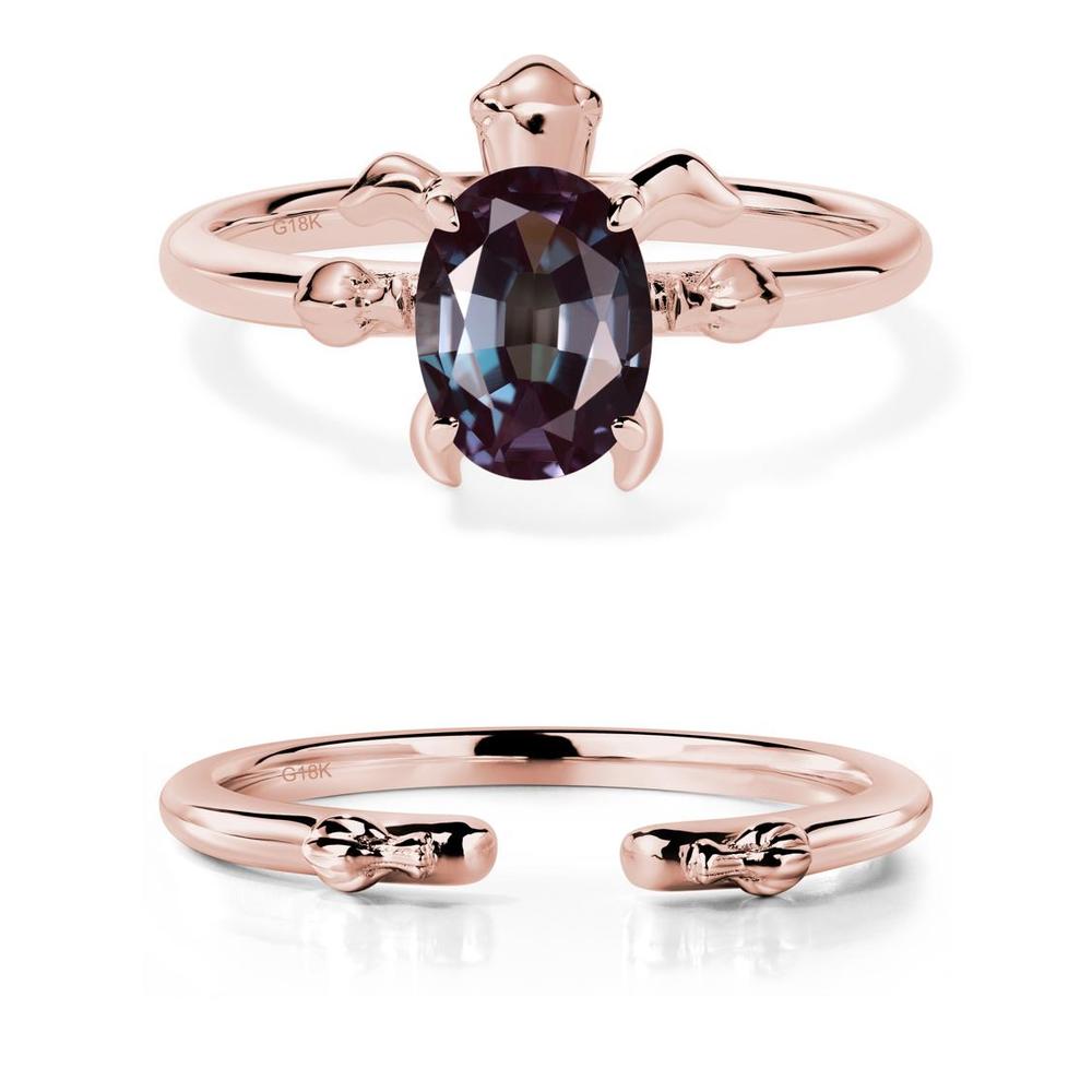 Oval Cut Alexandrite Turtle Ring - LUO Jewelry #metal_18k rose gold