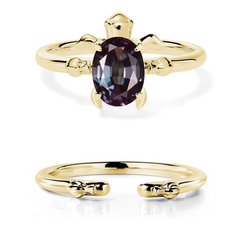 Oval Cut Alexandrite Turtle Ring - LUO Jewelry #metal_18k yellow gold