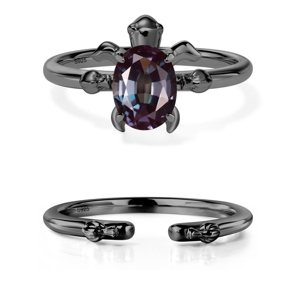 Oval Cut Alexandrite Turtle Ring - LUO Jewelry #metal_black finish sterling silver