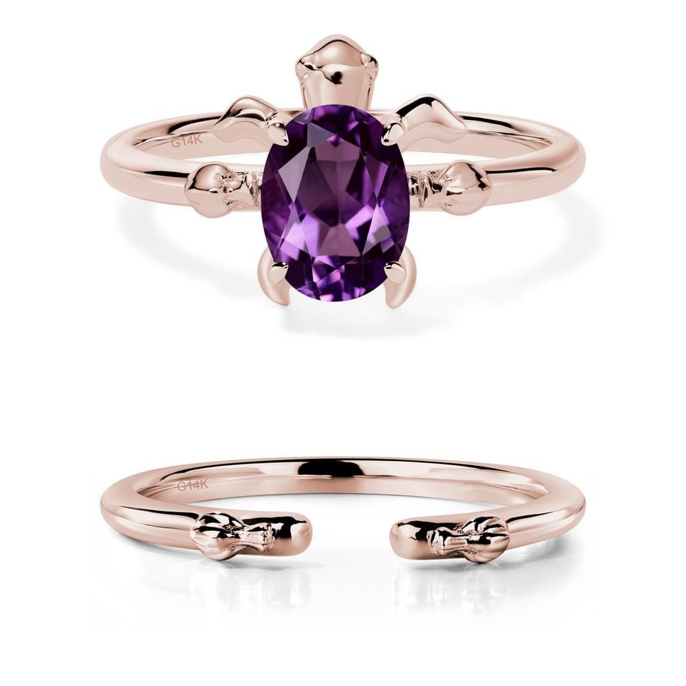 Amethyst Turtle Ring - LUO Jewelry #metal_14k rose gold