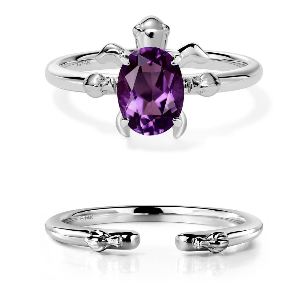 Amethyst Turtle Ring - LUO Jewelry #metal_14k white gold