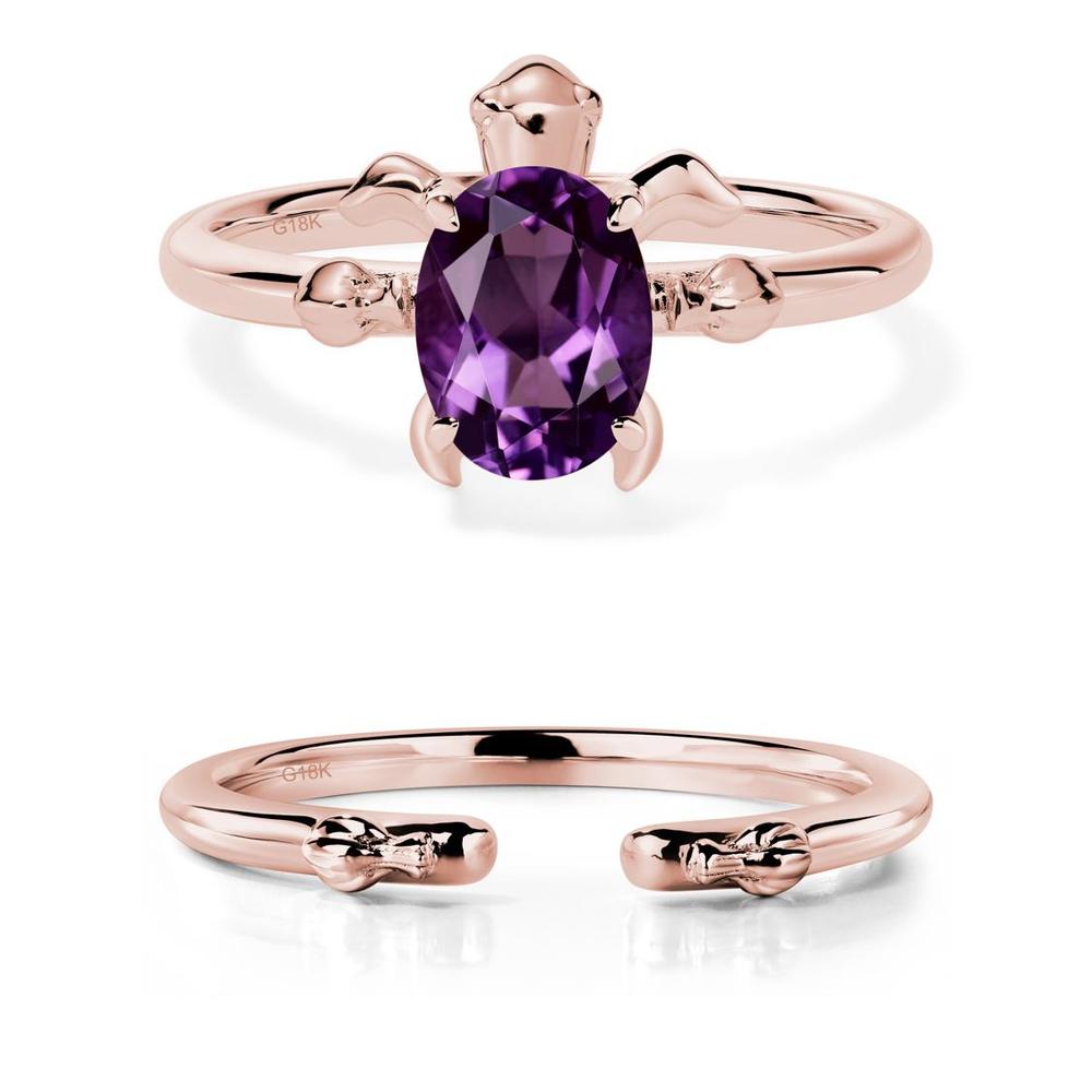 Amethyst Turtle Ring - LUO Jewelry #metal_18k rose gold