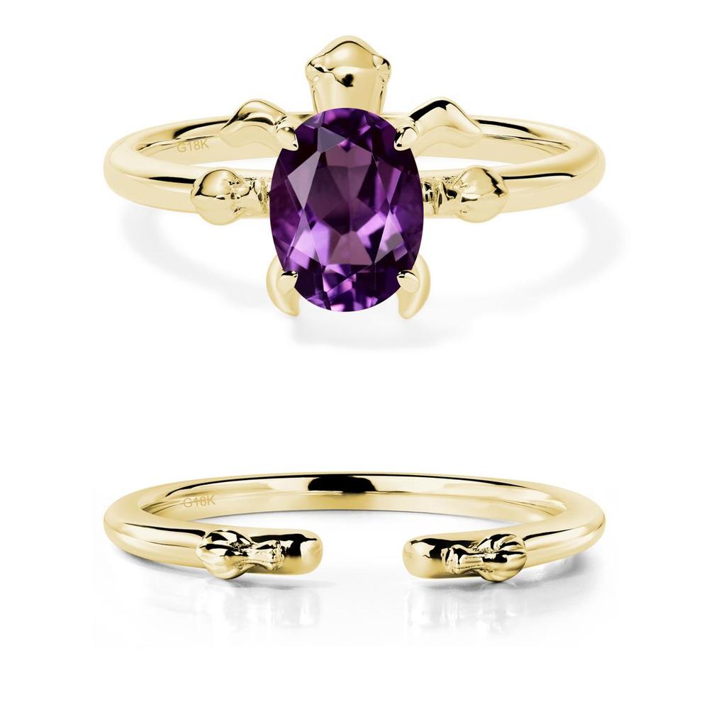 Amethyst Turtle Ring - LUO Jewelry #metal_18k yellow gold